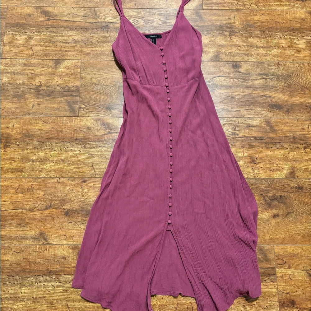 Forever 21 Mauve Midi Dress with Button Detail